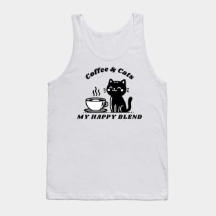 Coffee & Cats My Happy Blend - Black and White Edition Tank Top